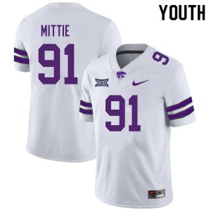 Youth Kansas State Wildcats #91 Jordan Mittie White Football Jerseys 739435-936