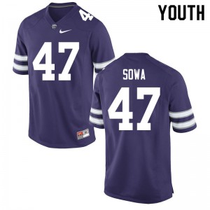 Youth K-State #47 Luke Sowa Purple Official Jerseys 407445-452