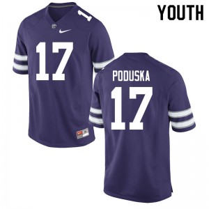 Youth Kansas State Wildcats #17 Maxwell Poduska Purple Stitch Jerseys 469919-800