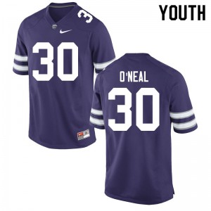Youth K-State #30 Parker O'Neal Purple Embroidery Jersey 112890-589