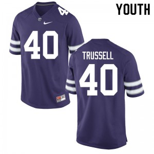 Youth K-State #40 Spencer Trussell Purple Embroidery Jersey 857924-161