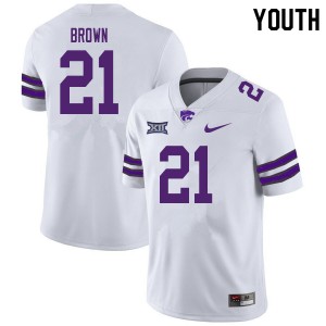 Youth Kansas State Wildcats #21 Aamaris Brown White Stitched Jerseys 985950-621