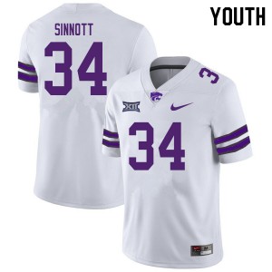 Youth Kansas State #34 Ben Sinnott White Stitch Jersey 494223-857