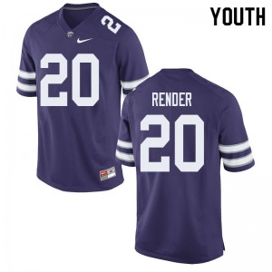 Youth Kansas State Wildcats #20 D.J. Render Purple Player Jerseys 674512-356