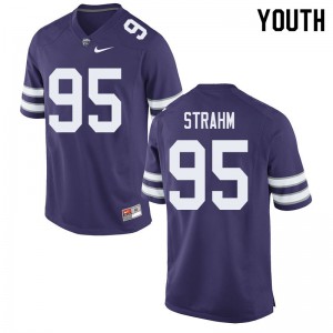 Youth Kansas State #95 Elliott Strahm Purple Embroidery Jerseys 612851-106