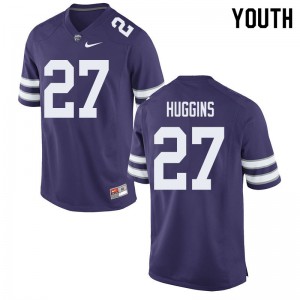 Youth K-State #27 Jake Huggins Purple Embroidery Jersey 107887-843