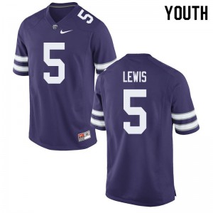 Youth Kansas State University #5 Jaren Lewis Purple Stitch Jerseys 488574-321