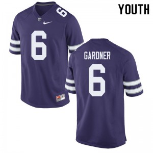 Youth Kansas State University #6 Justin Gardner Purple Embroidery Jerseys 171232-543