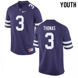 Youth K-State #3 Kiondre Thomas Purple NCAA Jersey 492802-653