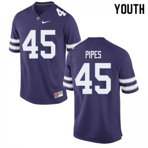 Youth Kansas State Wildcats #45 Nelson Pipes Purple Player Jerseys 365419-921