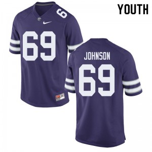 Youth Kansas State Wildcats #69 Noah Johnson Purple Embroidery Jerseys 955353-220