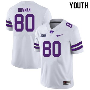Youth Kansas State Wildcats #80 Ty Bowman White College Jersey 885078-387