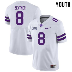 Youth K-State #8 Ty Zentner White NCAA Jersey 785906-187