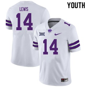 Youth Kansas State #14 Tyrone Lewis White Embroidery Jersey 684706-299