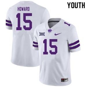 Youth K-State #15 Will Howard White Embroidery Jersey 678186-597