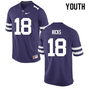 Youth Kansas State University #18 Andrew Hicks Purple Football Jerseys 386743-388