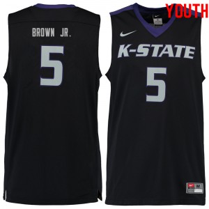 Youth Kansas State Wildcats #5 Barry Brown Jr. Black Stitch Jersey 350932-483