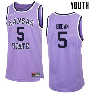Youth Kansas State Wildcats #5 Barry Brown Purple Retro Official Jersey 154702-396