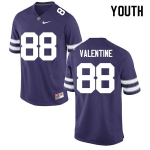 Youth Kansas State #88 Dayton Valentine Purple Official Jerseys 435745-769