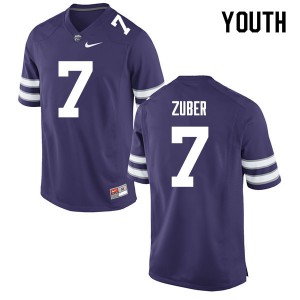 Youth K-State #7 Isaiah Zuber Purple Embroidery Jerseys 682718-130