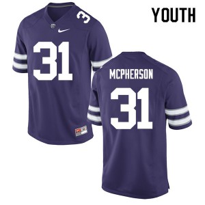 Youth K-State #31 Jahron McPherson Purple Embroidery Jerseys 238628-163