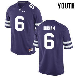 Youth Kansas State Wildcats #6 Johnathan Durham Purple Stitched Jerseys 472654-966