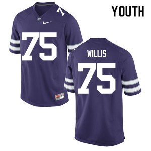 Youth Kansas State University #75 Jordan Willis Purple Embroidery Jerseys 896211-585