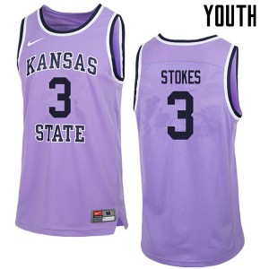 Youth KSU #3 Kamau Stokes Purple Retro Embroidery Jersey 212229-762