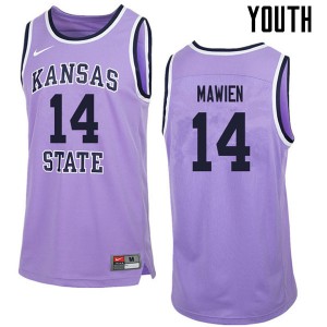Youth Kansas State University #14 Makol Mawien Purple Retro NCAA Jersey 349034-940