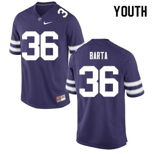 Youth Kansas State University #36 Mason Barta Purple Stitch Jerseys 650127-798