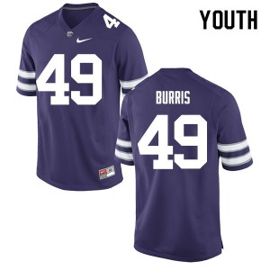 Youth KSU #49 Wesley Burris Purple Official Jerseys 360363-939