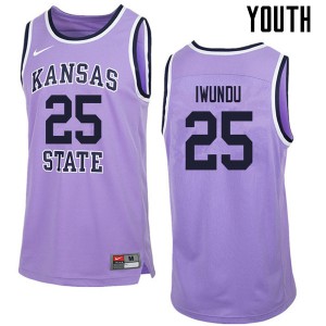 Youth Kansas State University #25 Wesley Iwundu Purple Retro Stitched Jersey 328095-970