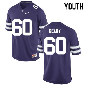 Youth Kansas State #60 Will Geary Purple Official Jerseys 658682-246