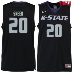 Youth Kansas State Wildcats #20 Xavier Sneed Black Official Jerseys 885313-843